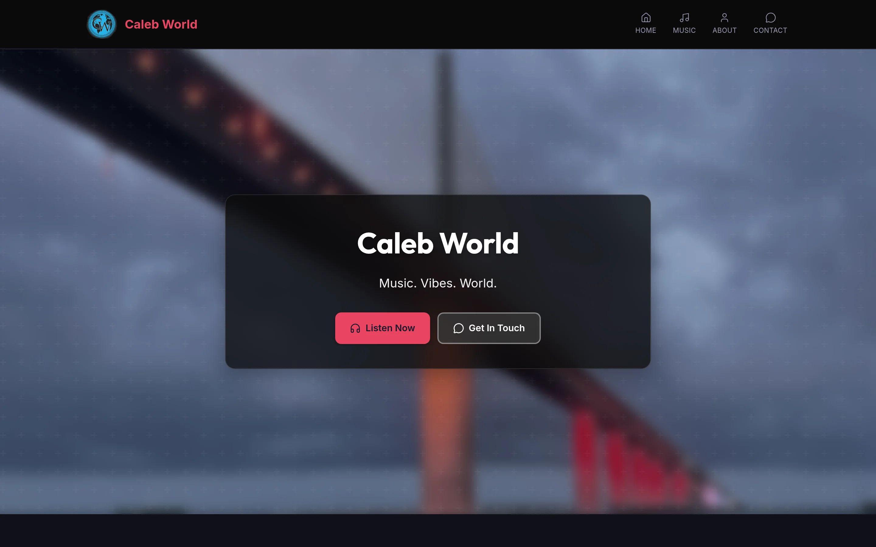 Caleb World — Music artist platform — dark, mobile-first, single-binary, ready to grow into a player + uploads.
