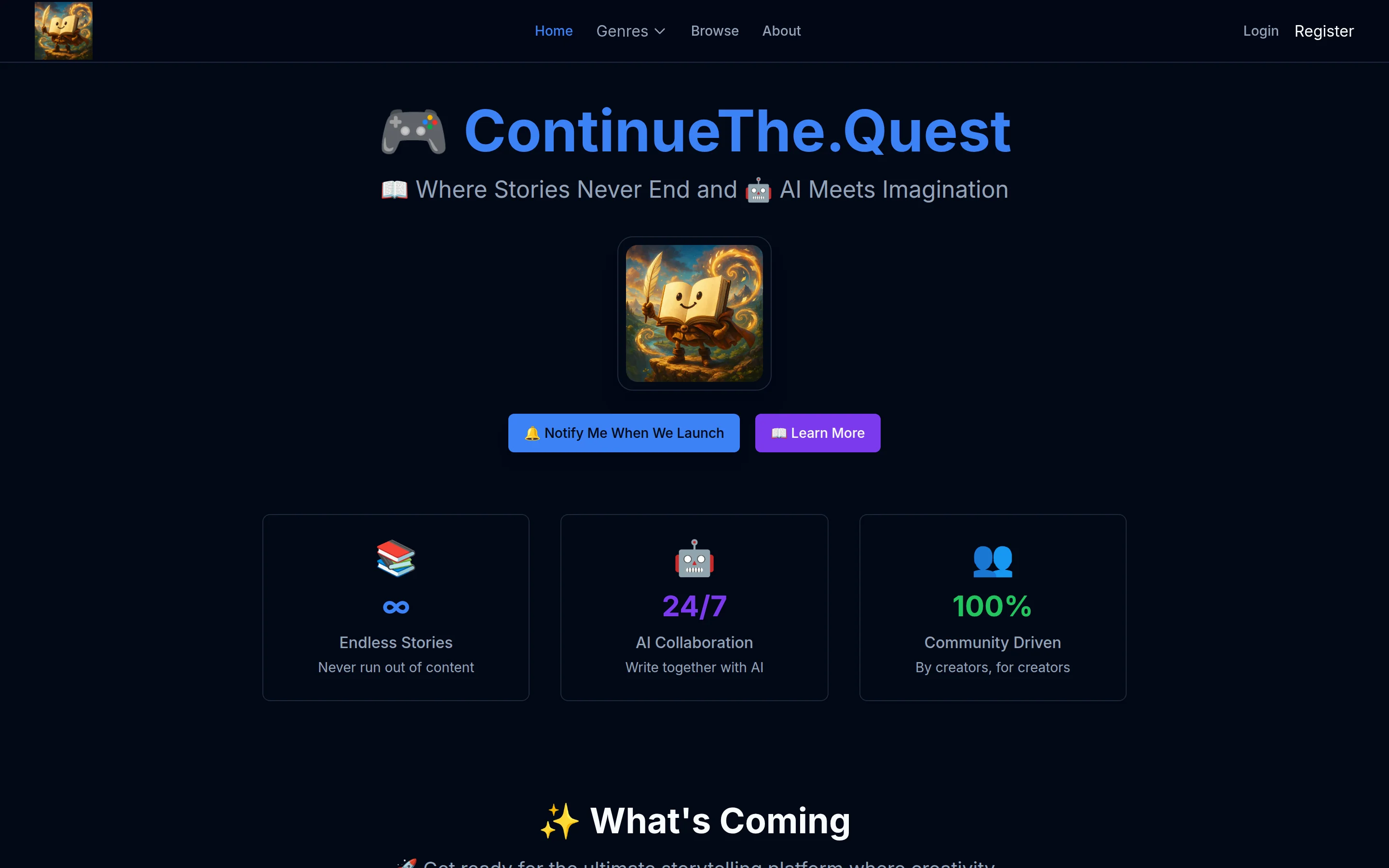 ContinueThe.Quest — A collaborative storytelling platform where unfinished stories find their endings.