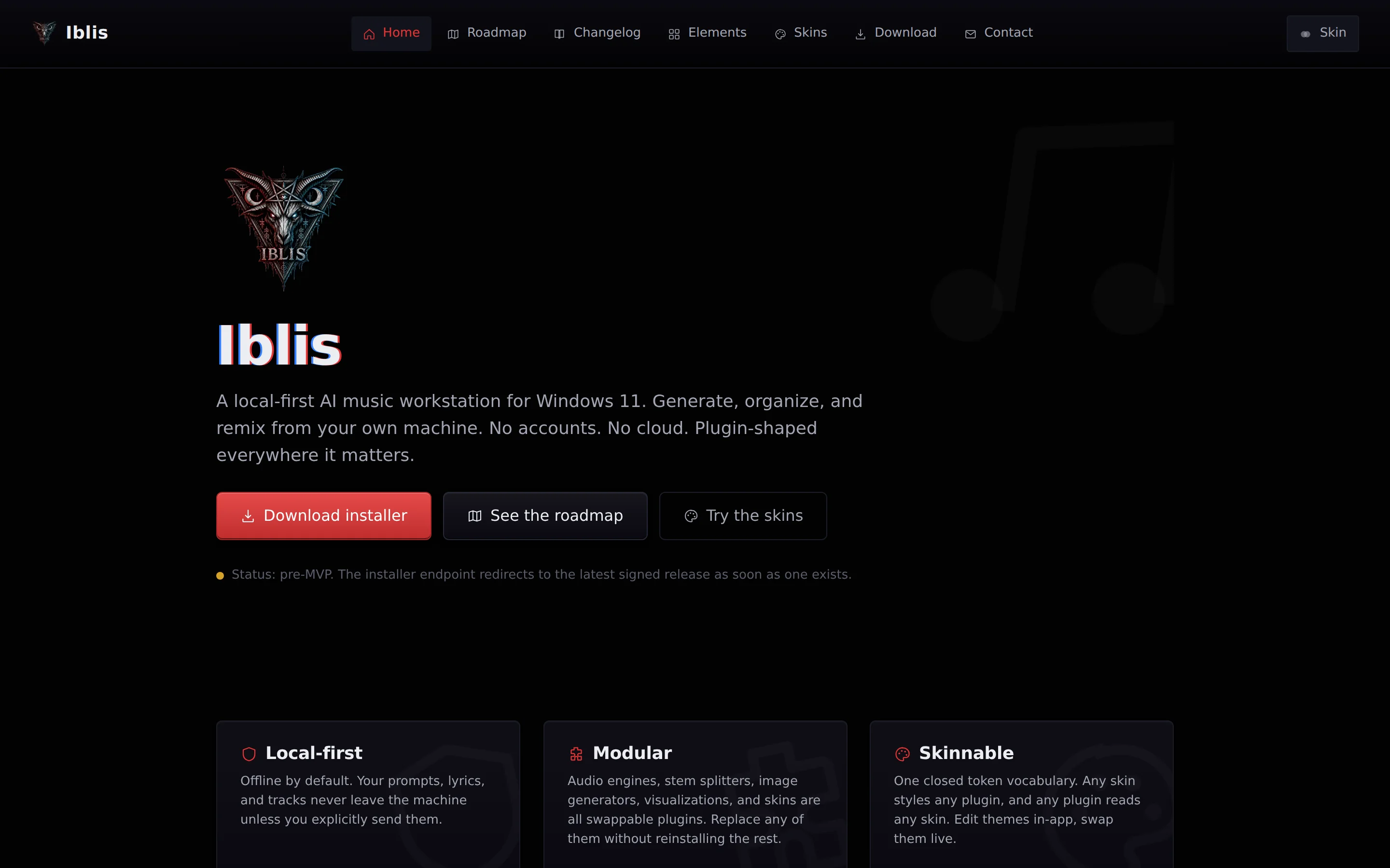 Iblis — Local-first AI music workstation for Windows — an Electron shell with a hot-swappable plugin architecture.