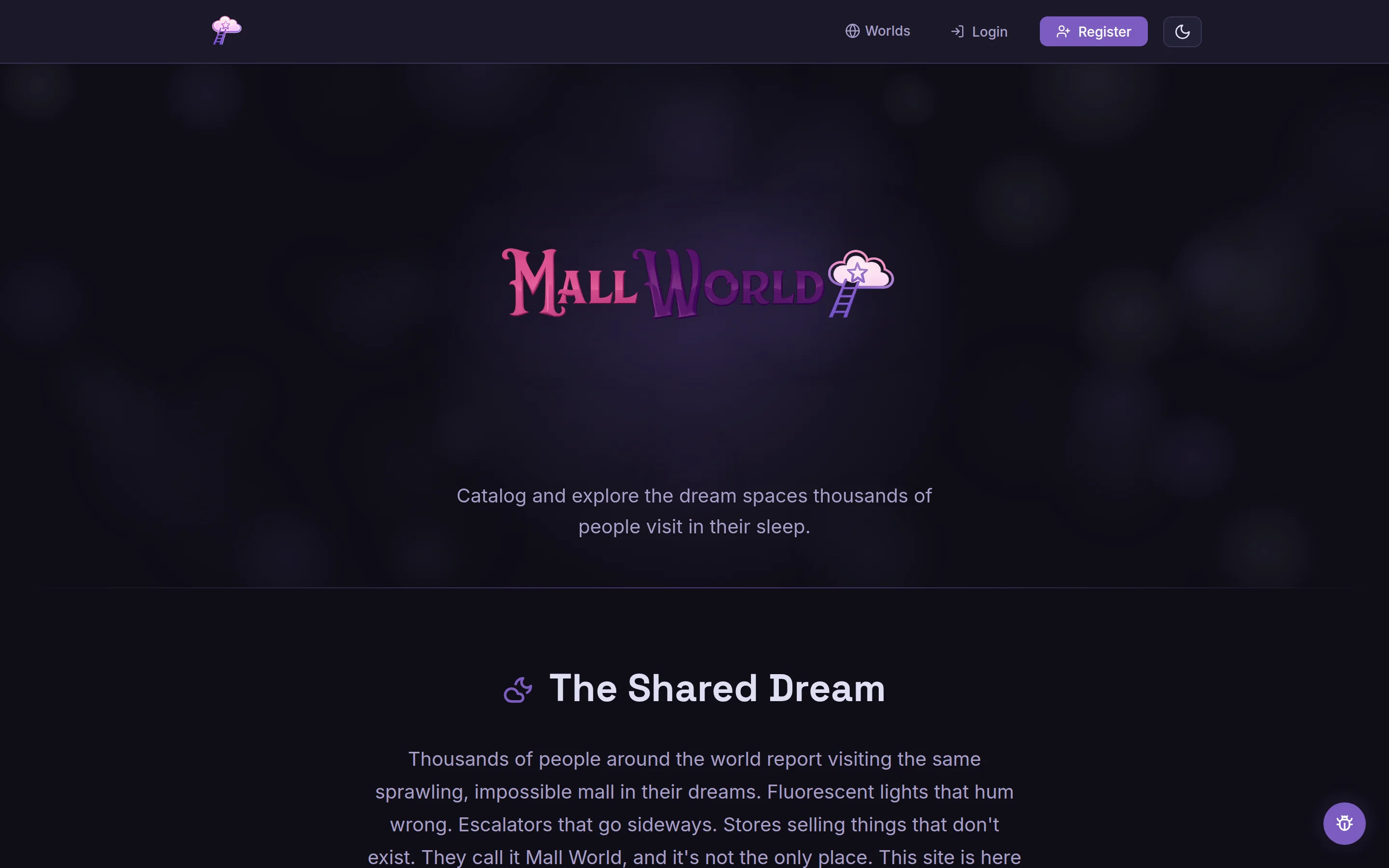 Mall World — Catalog and explore the impossible places thousands of people visit in their dreams.