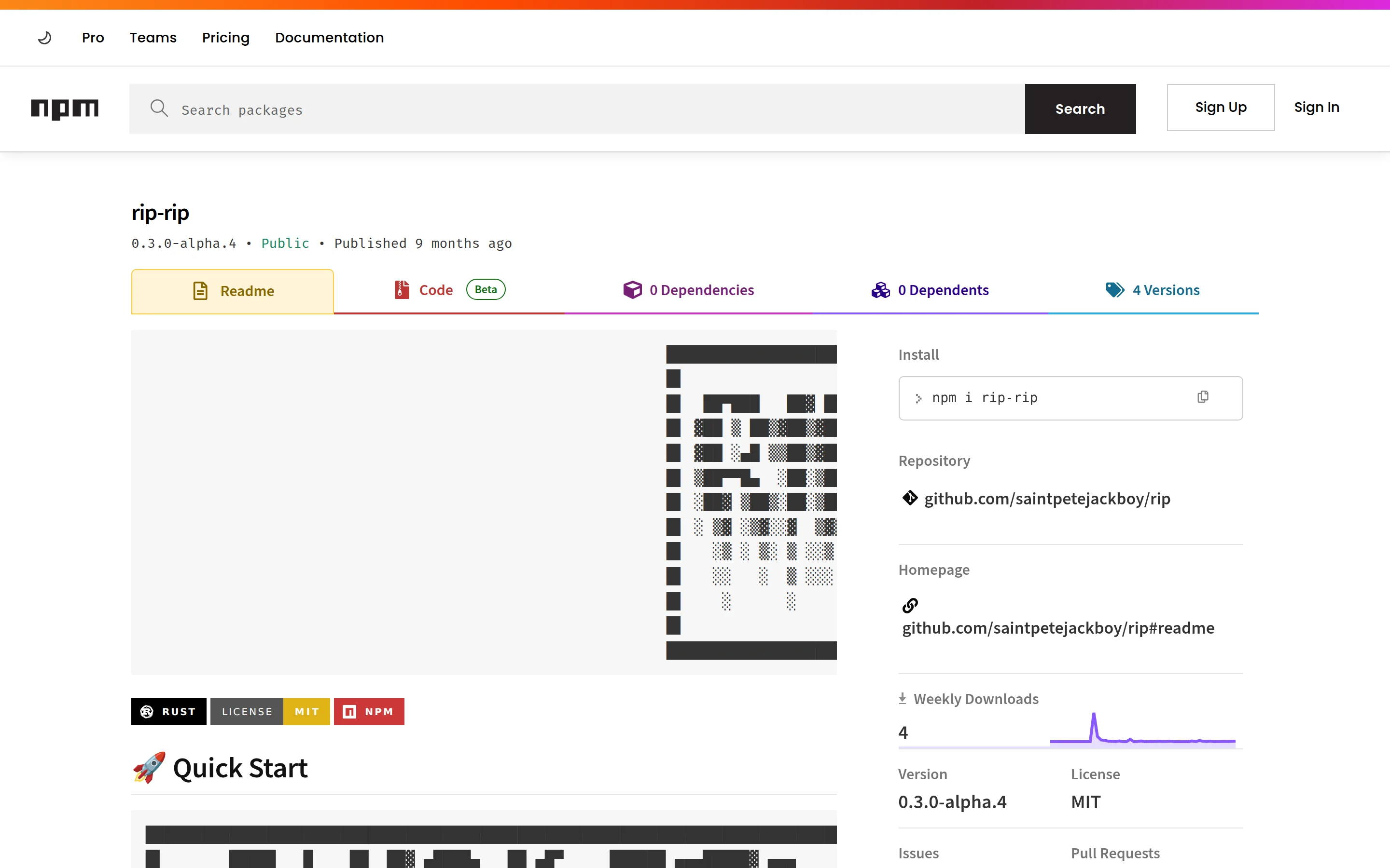 rip-rip — Rest In Peace, Vulnerabilities — terminal-based security auditing tool. `npx rip-rip` and you're scanning.