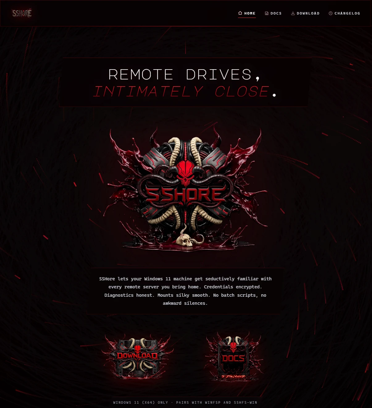 SSHore landing page