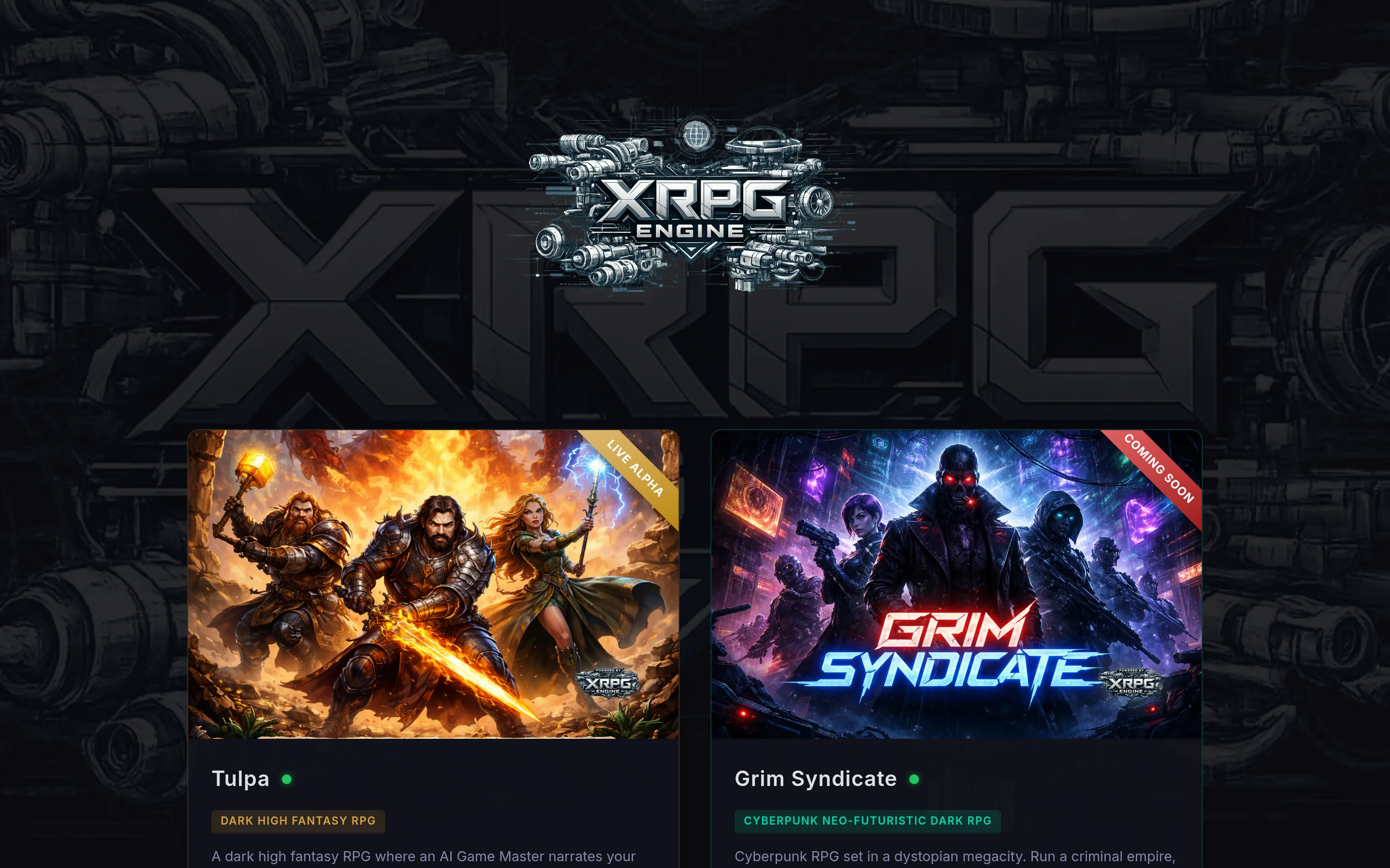 XRPG Engine — An AI-narrated browser RPG framework. One codebase, many worlds.