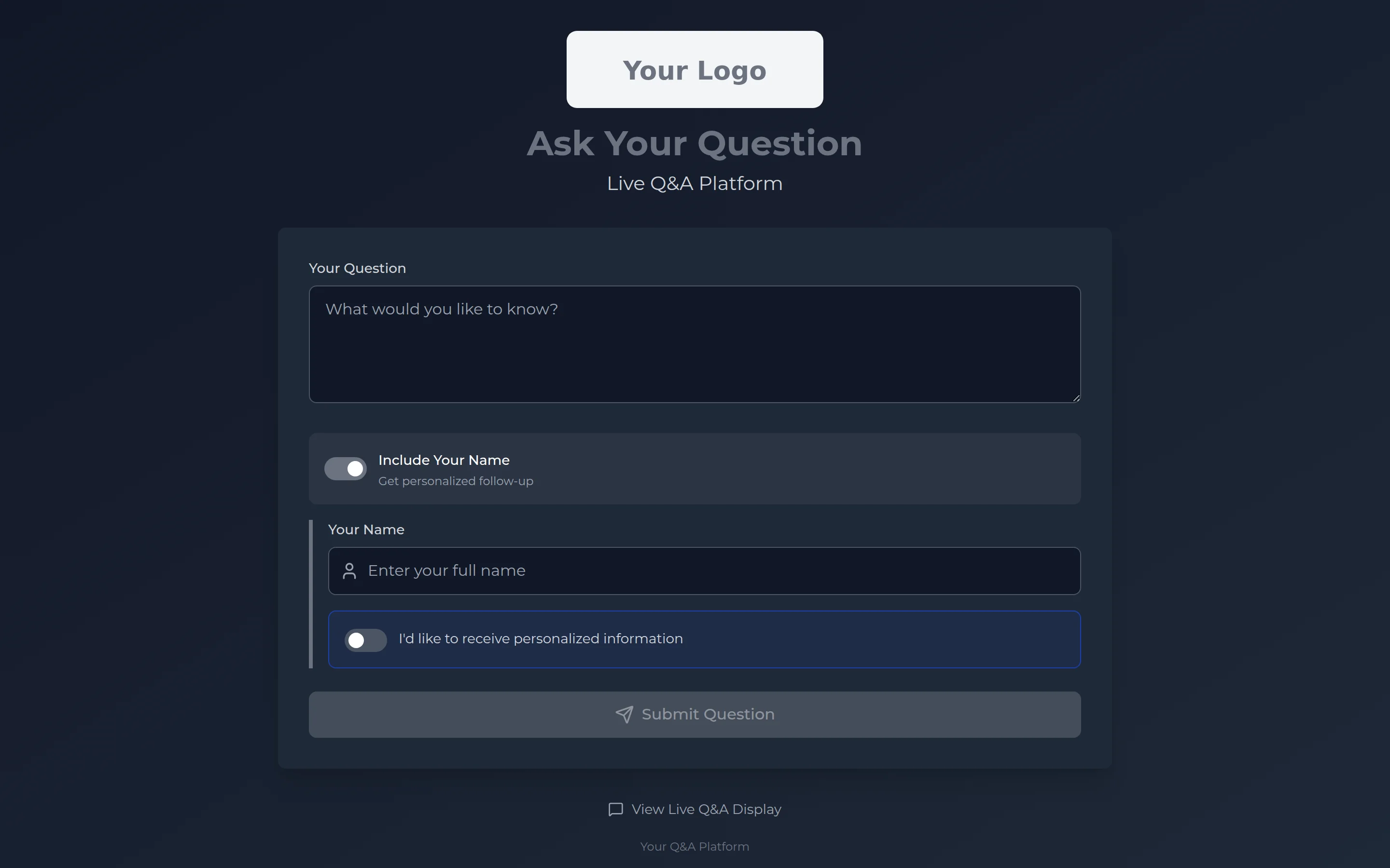YouAsk — Live Q&A + admin moderation with a public display and a contact funnel — Twilio SMS in, structured answers out.